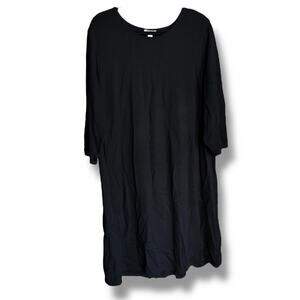 J. Jill Womens Plus Size Black Ponte Knit Dress 3/4‎ Sleeve Shift 2X